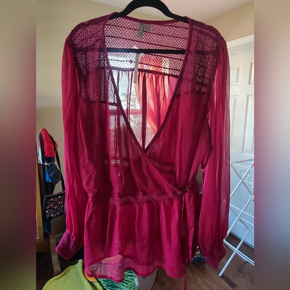 ASOS Burgundy Wrap Top